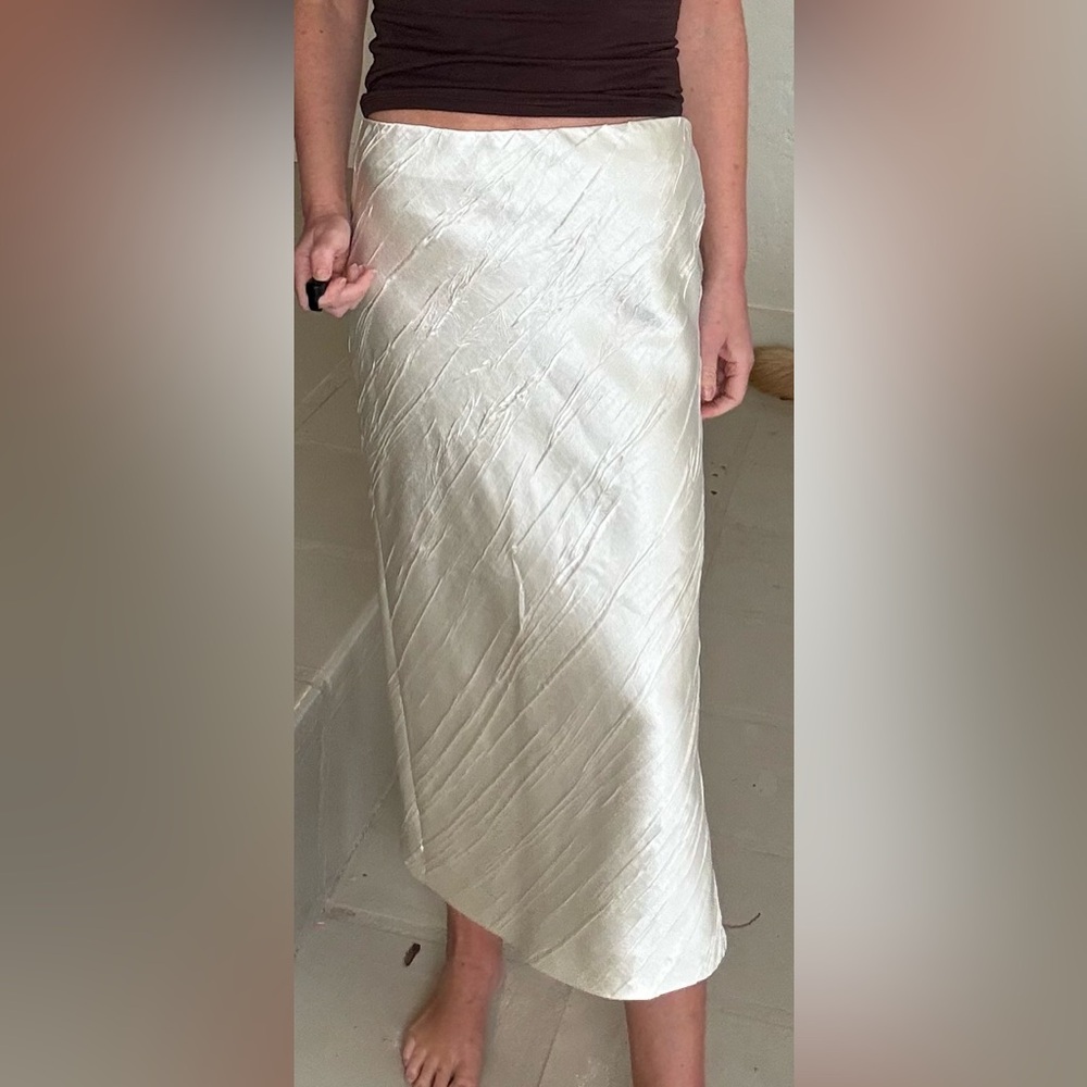 Max Mara $750 Sportmax Ruta Ivory Satin Midi Skirt NWT Size 10 Bias Cut Italy - Picture 7 of 16